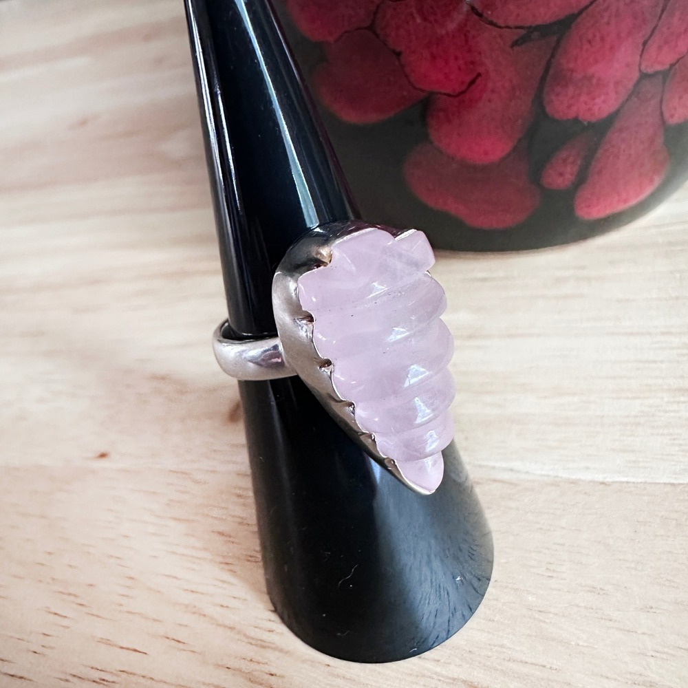 Sterling Silver Rose Quartz Arrowhead Ring Size 6 Southwestern Statement